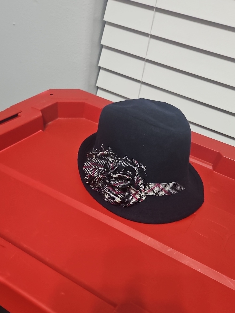 August Women's Navy Cloche Hat with Floral Accent